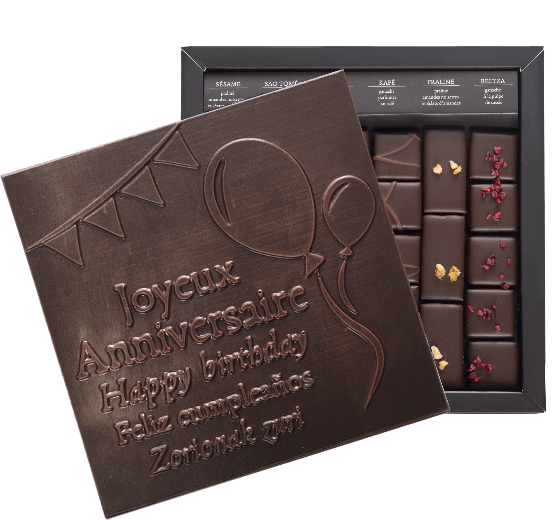 ILBARRITZ EXTRA TAMNA ČOKOLADNA KUTIJA SRETAN ROĐENDAN CRNA