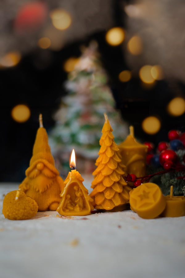Christmas Candle Tree Made of Organic Beeswax
