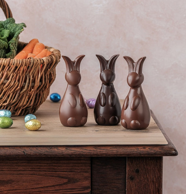 Easter Chocolate Bunny and Its Wrapped Little Eggs