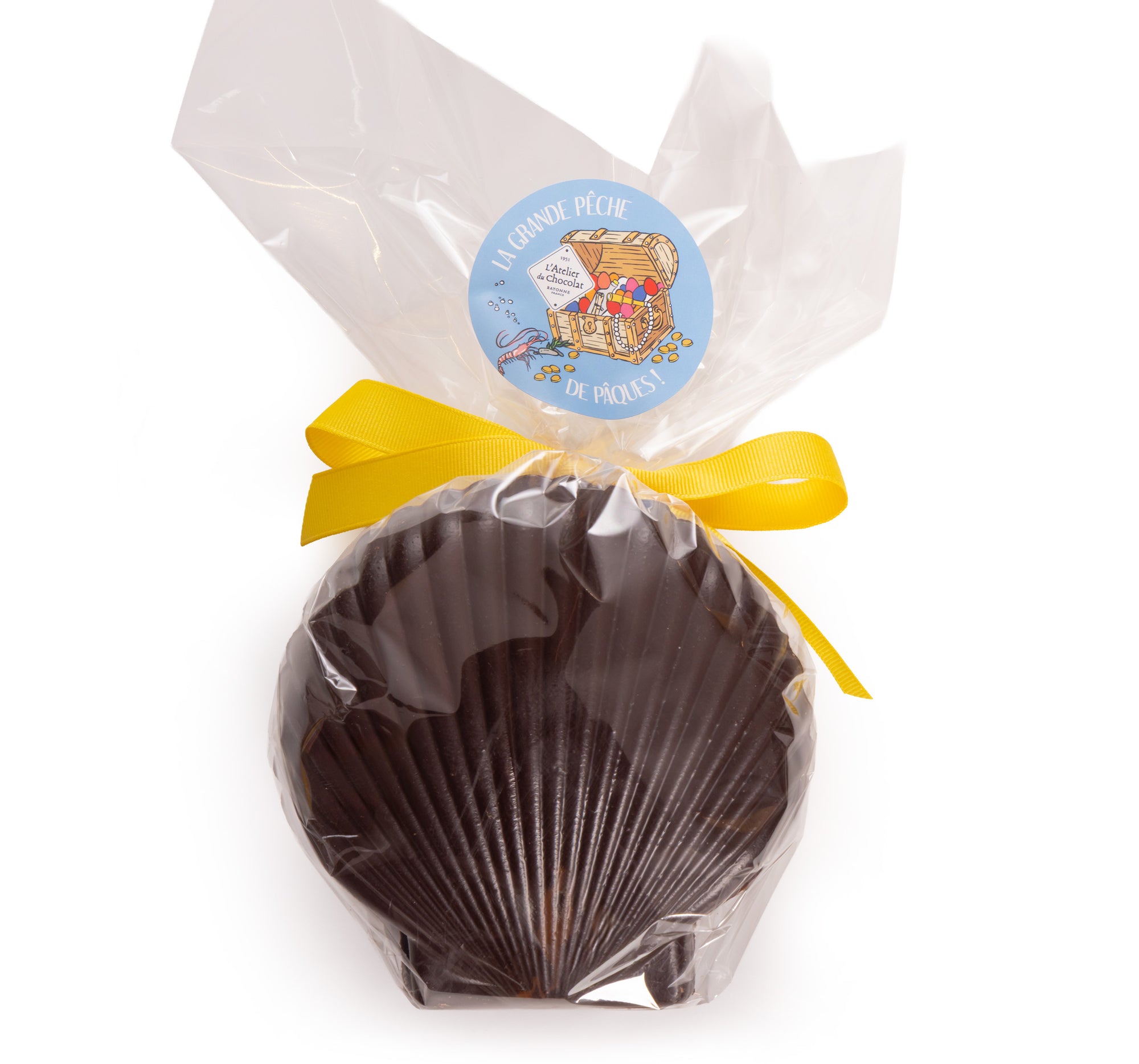 Cappesante di cioccolato con perle di cacao al latte caramellato