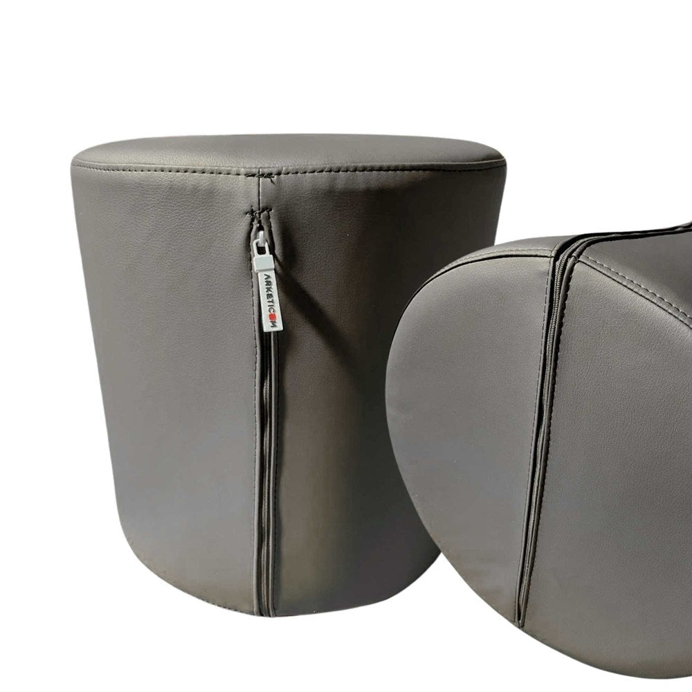 Copri Pouf Cilindro in Ecopelle 42x42 Tortora Arketicom