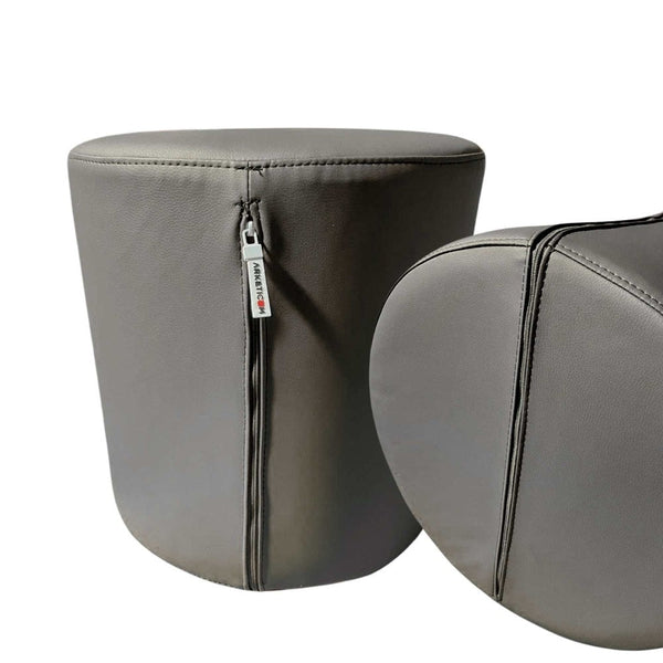 COVER CHILL ECO 55, Copri Pouf Cilindro in Ecopelle 55x42  Tortora Arketicom