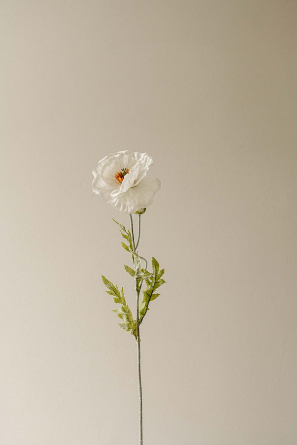 Indore Silva - Poppy - White - Artificial Branch - Silk