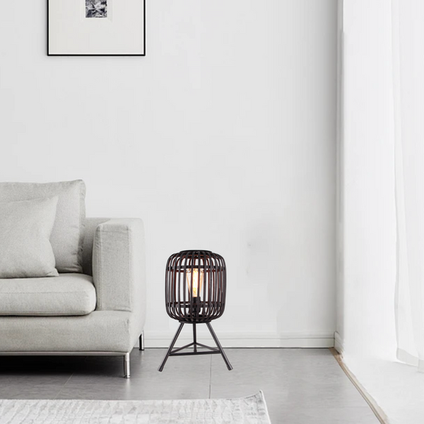 Various Table Lamp - Rattan Shade - Ø22cm - Total Height 42cm - Metal Tripod - Stylish Table Lamp