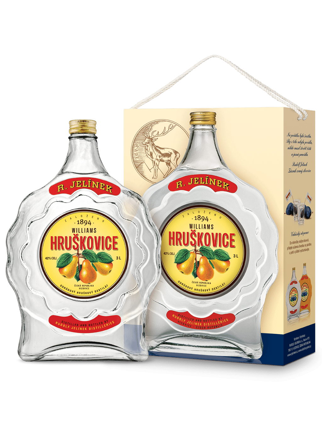 R. JELÍNEK Williams Pear Brandy 42% 3l Gift Bottle: Gift Label