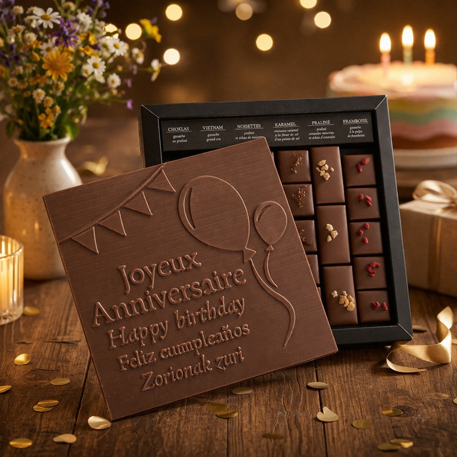 Scatola di Cioccolato Fondente al Latte Ilbarritz Buon Compleanno