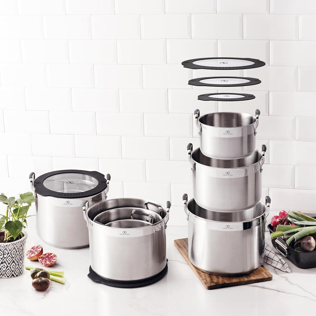 INFINITY CHEFS RATIO - SPACE-SAVING COOKWARE SET