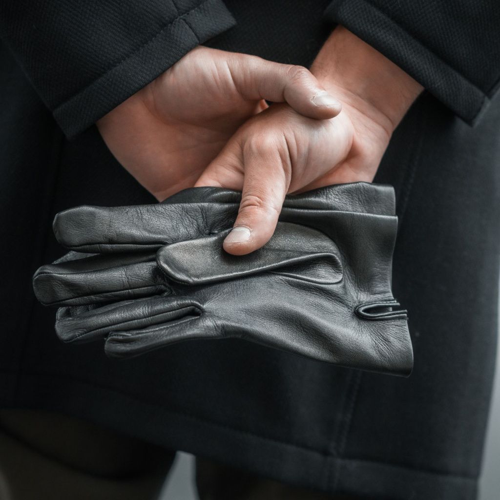 Short Men's Leather Gloves Without Decoration