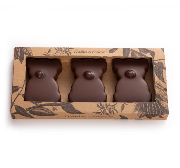 Boîte de 3 Oursons guimauve vanille chocolat au lait