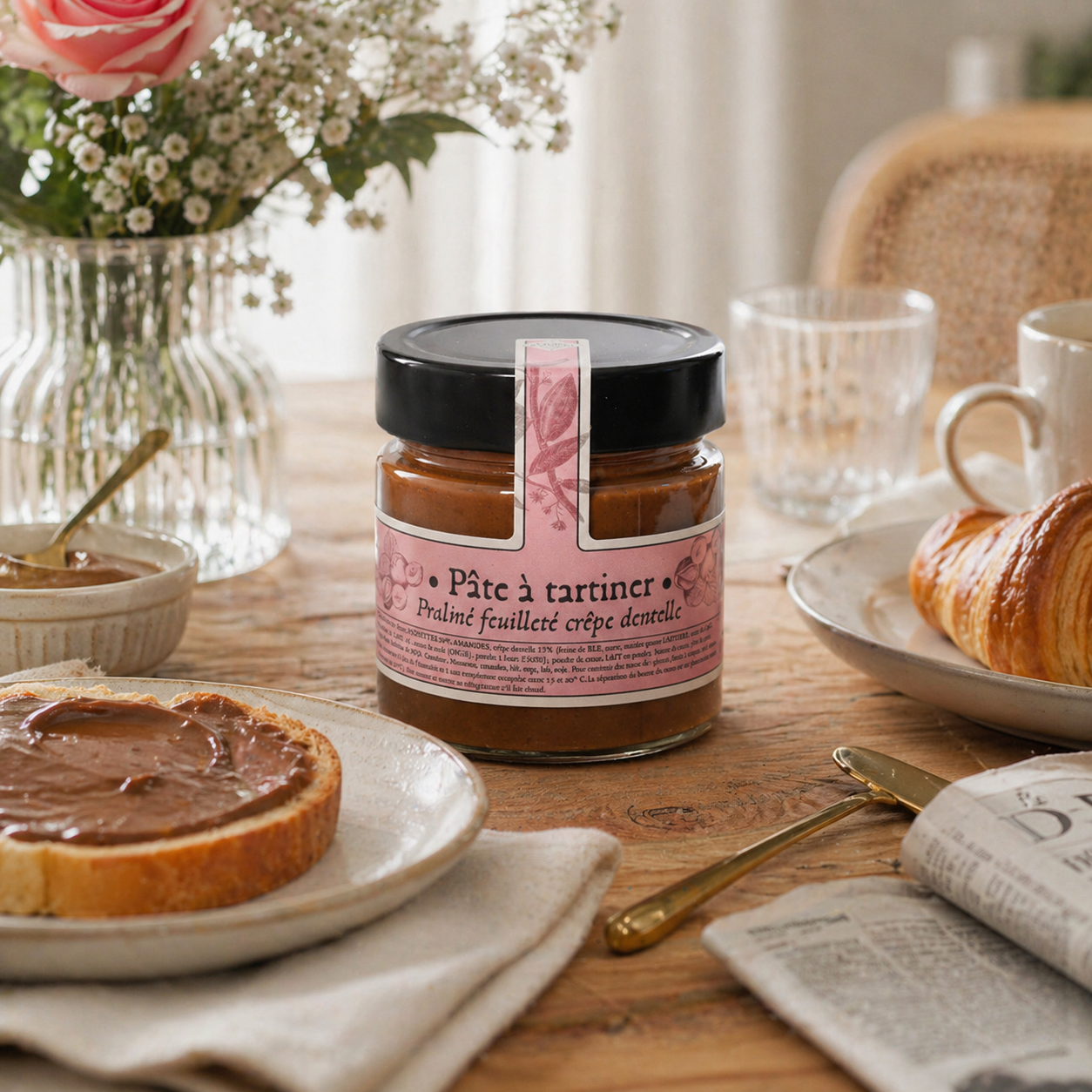 Artisanal Praline Spread with Crispy Lace Crepe