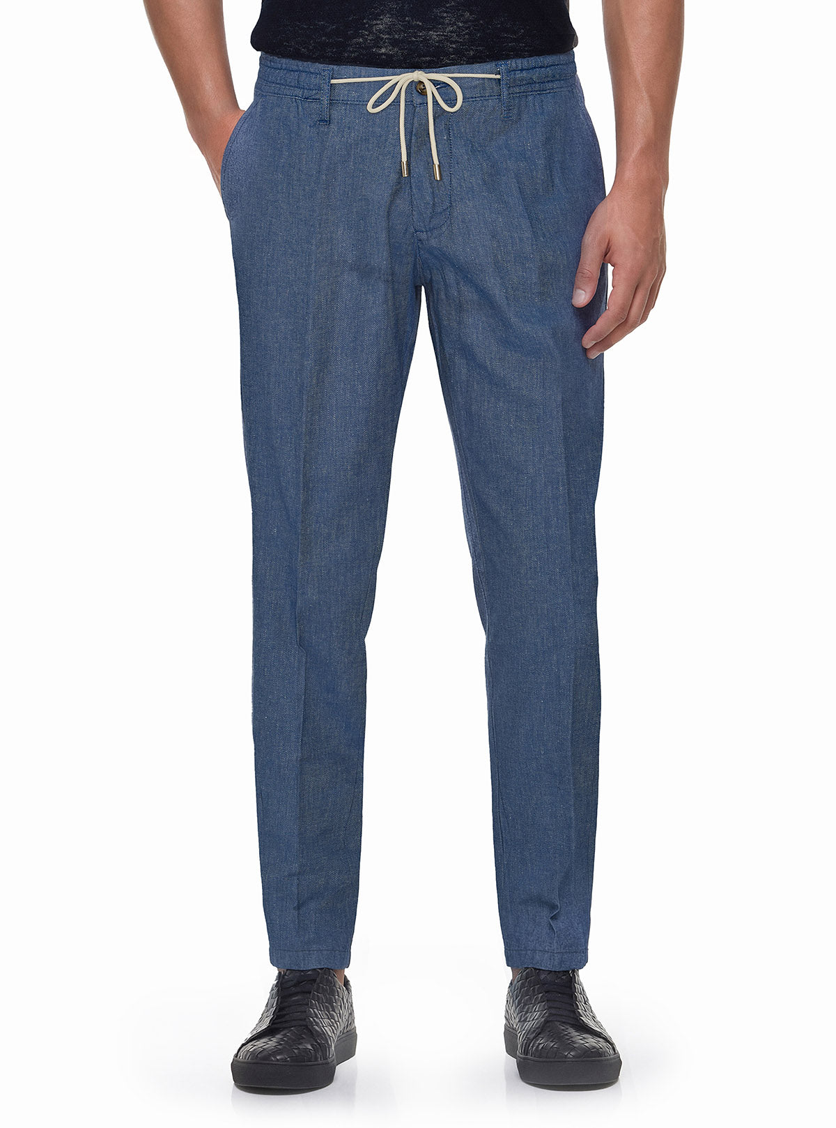 PANTS WITH MELANGE FABRIC