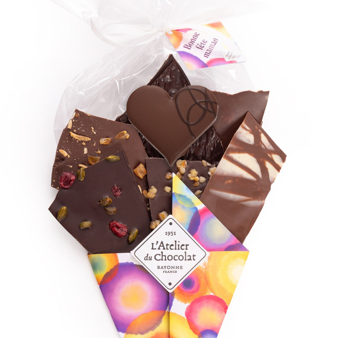 Chocolate Bouquet Happy Mother's Day and its Milk Praline Heart Bite