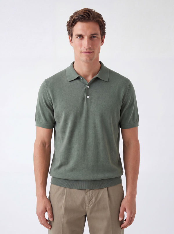 SHORT SLEEVE POLO WITH A TEXTURED STITCHING