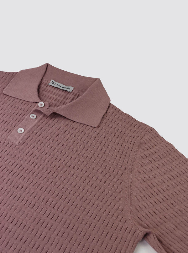 SHORT SLEEVE POLO WITH INTERRUPTED RIBBING