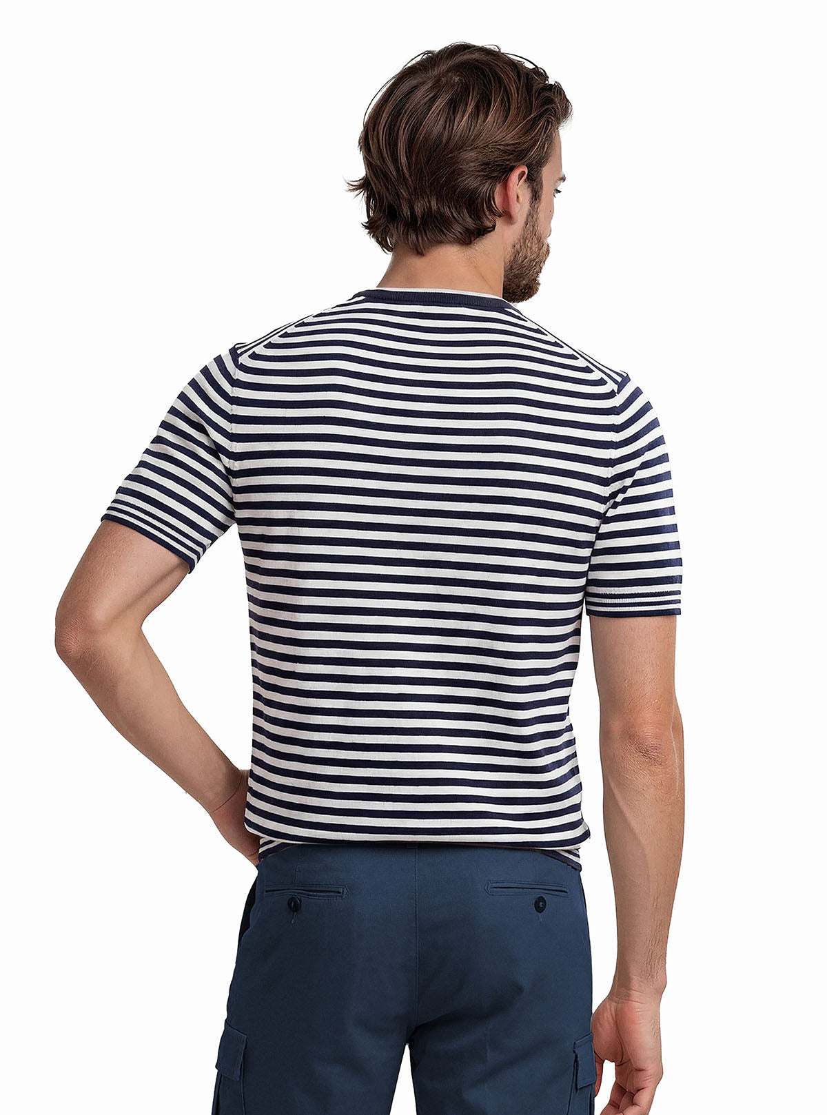 STRIPED SHORT SLEEVE CREW NECK