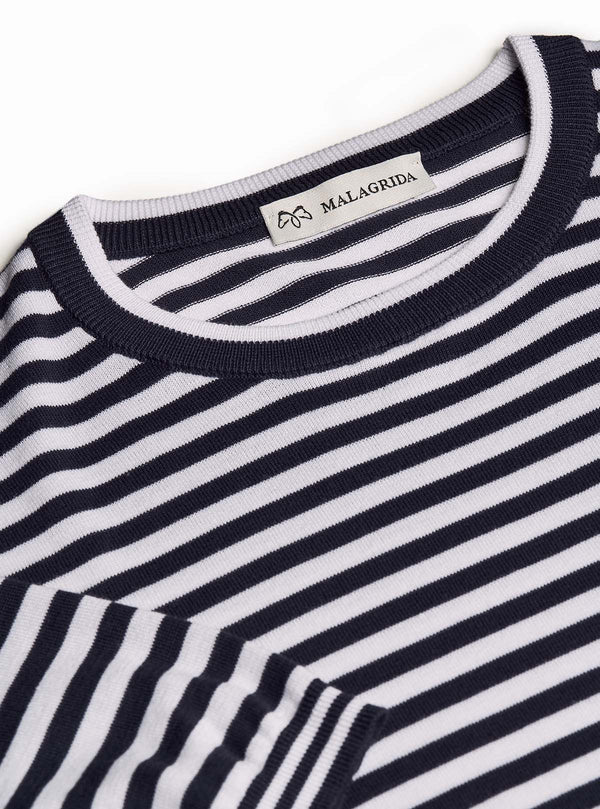 STRIPED SHORT SLEEVE CREW NECK