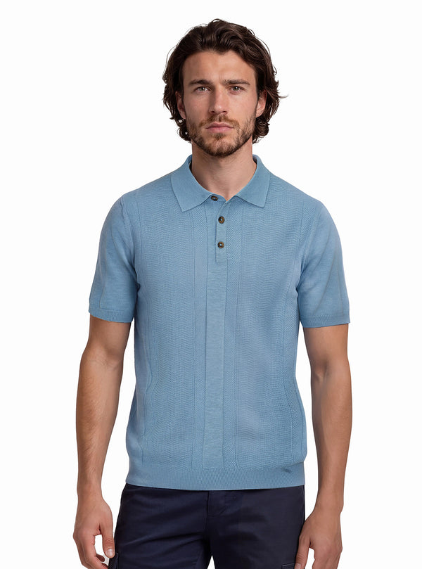 KORTE MOUW POLO MET VERTICAAL STREEPMOTIEF
