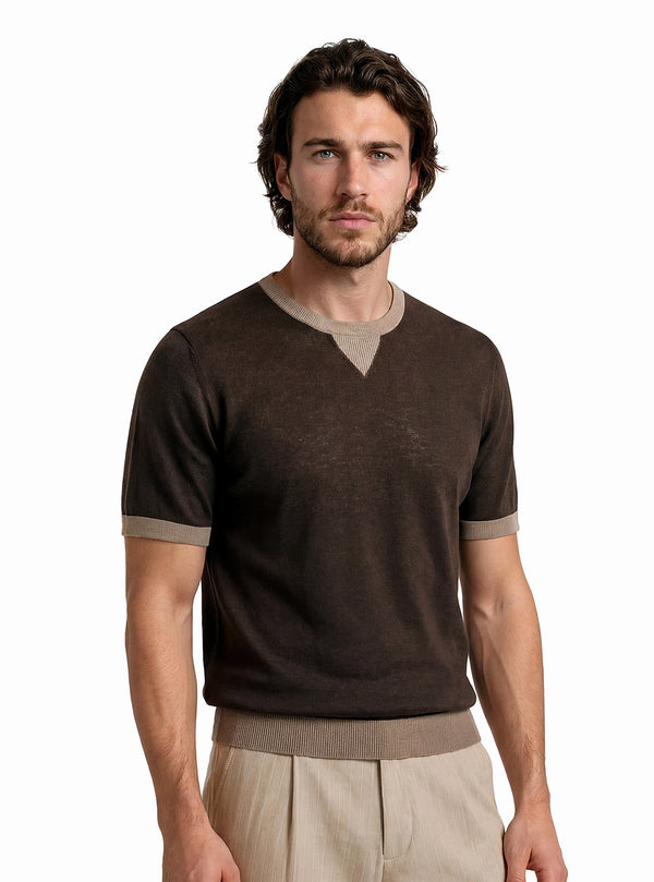 KRAJŠI ROKAVI S KROGLOM IN KONTRASTNIMI ROBOVI