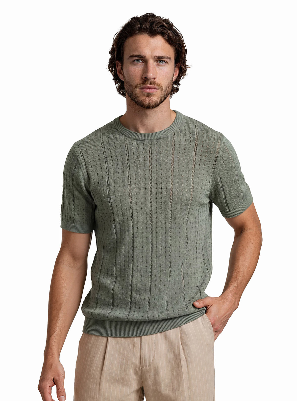 EMBOSSED CREW NECK SHORT SLEEVE