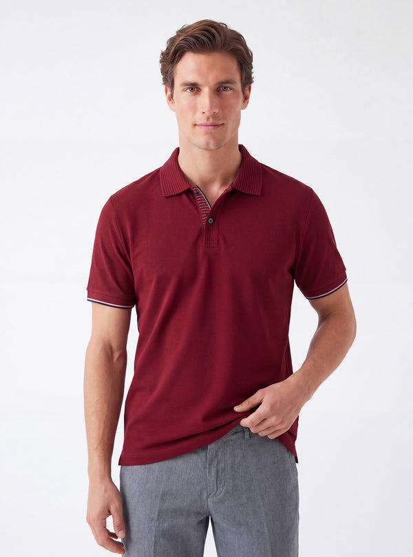 KORTE MOUW POLO MET SORSETTI KRAAG IN PIQUET STOF