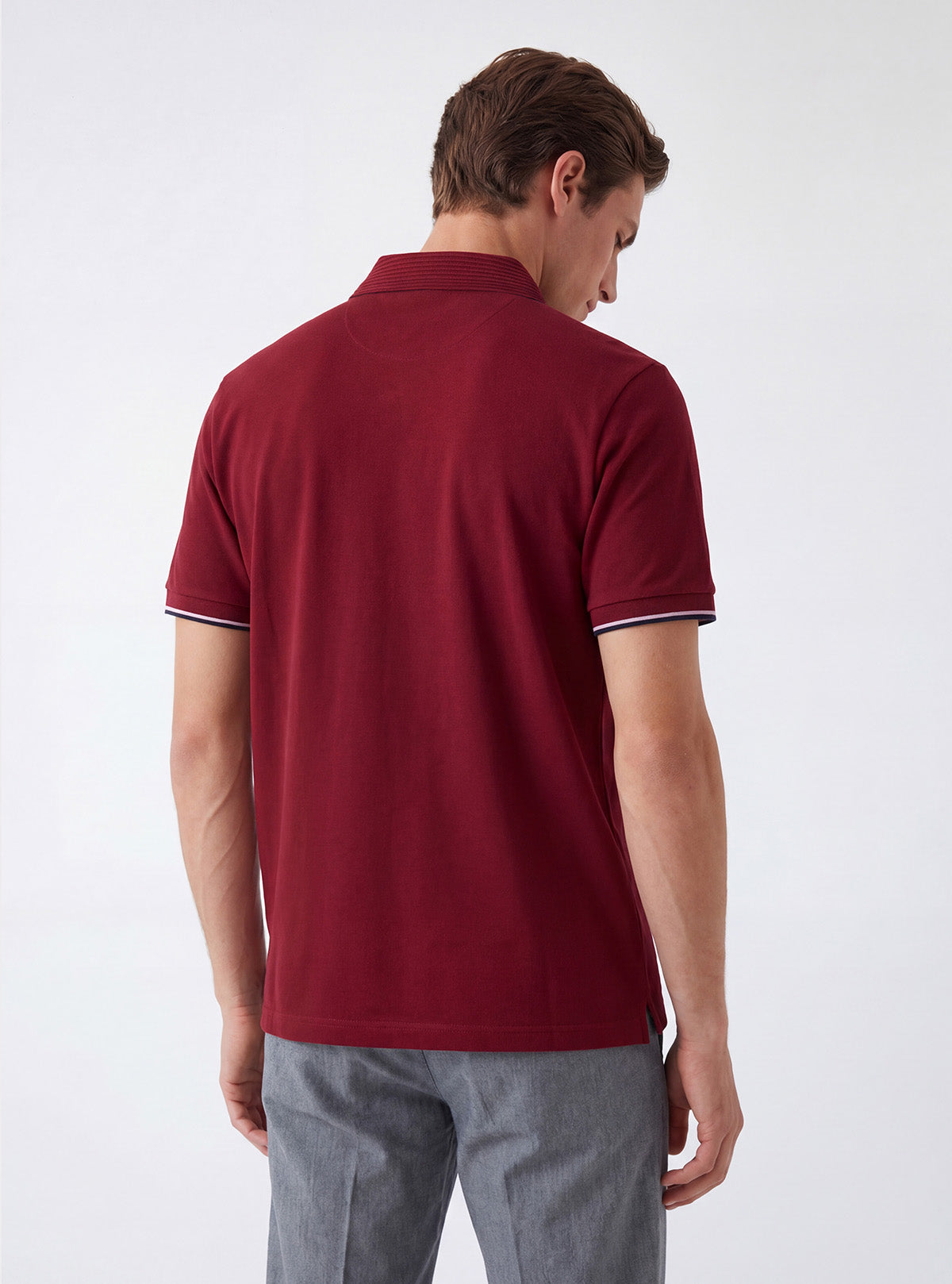 KORTE MOUW POLO MET SORSETTI KRAAG IN PIQUET STOF