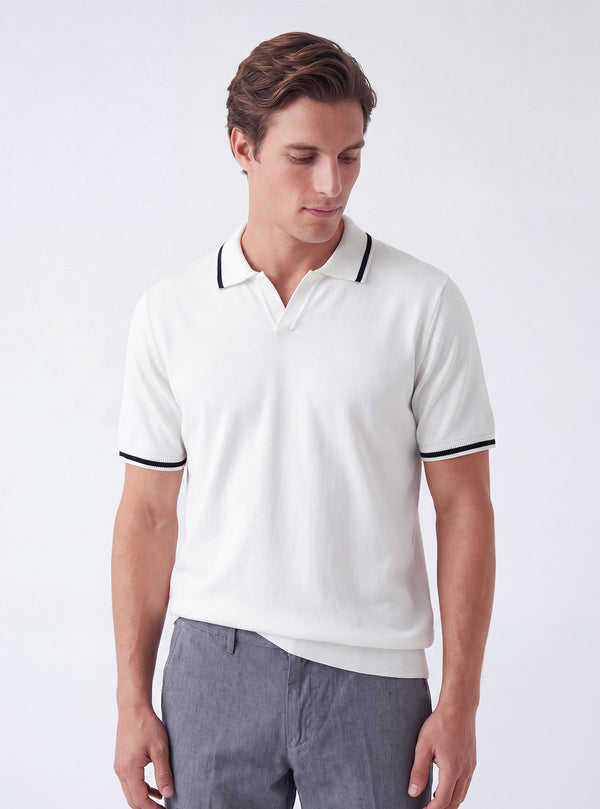 SHORT SLEEVE POLO WITH SKIPPER COLLAR IN PIQUET FABRIC