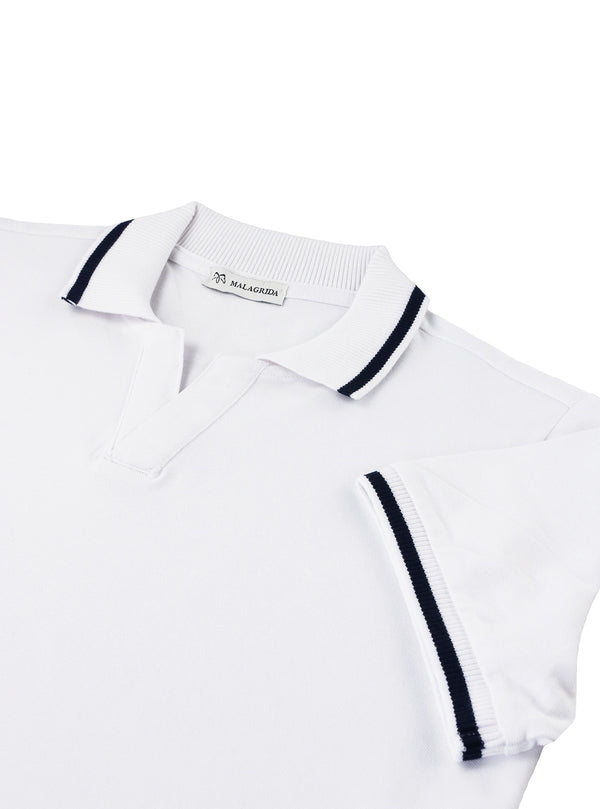SHORT SLEEVE POLO WITH SKIPPER COLLAR IN PIQUET FABRIC