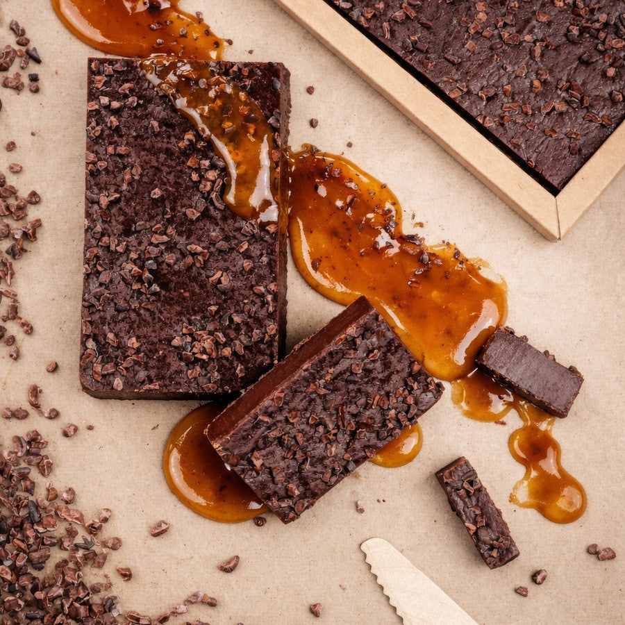 Chokaria chocolate de caramelo y nibs de cacao feliz día del padre
