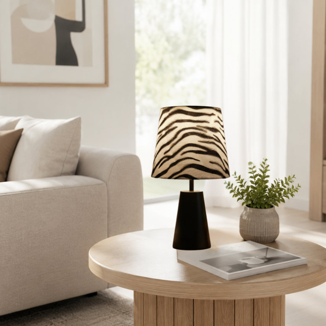 Lampada da Tavolo Zebra Vari - 1 luce - Ø20 cm - Zebra - Velluto
