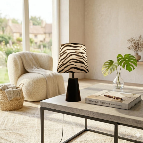 Lampada da Tavolo Zebra Vari - 1 luce - Ø20 cm - Zebra - Velluto