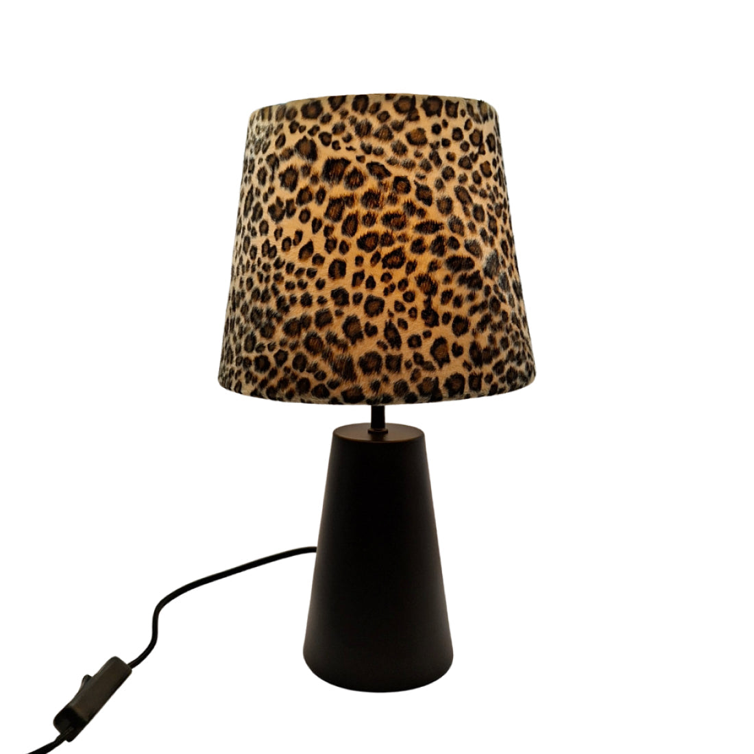 Lámpara de Mesa Leo Variada - 1 luz - Ø20 cm - Leopardo - Terciopelo