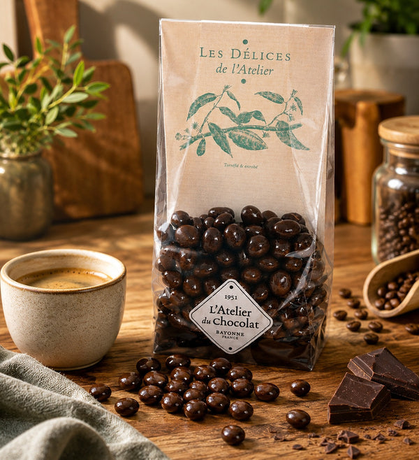 Grains de café enrobés de chocolat