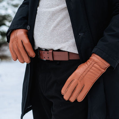 Men's Leather Gloves Made from American Deer with Cashmere