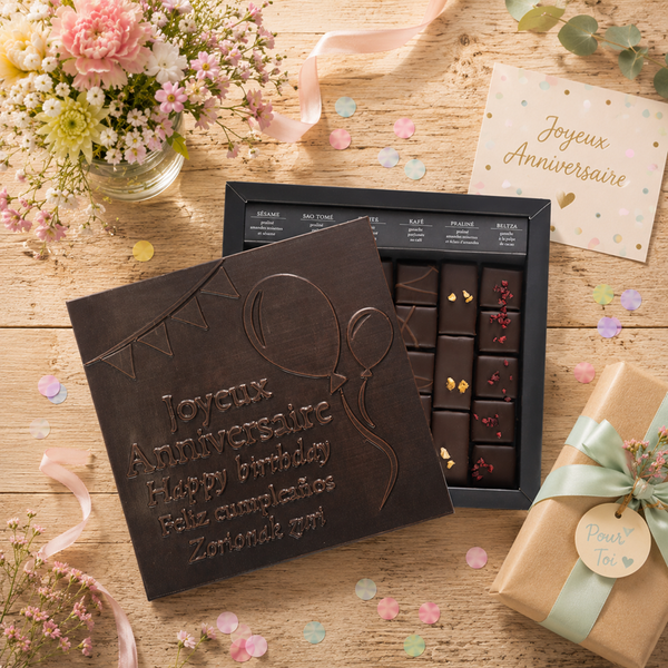 Ilbarritz Extra Dark Chocolate Box Happy Birthday