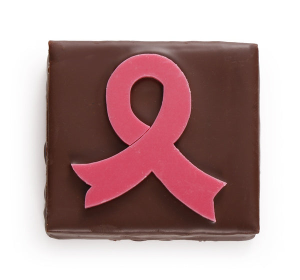 Boccone a Due Strati con Nastro Rosa · Cioccolatini Rosa di Ottobre