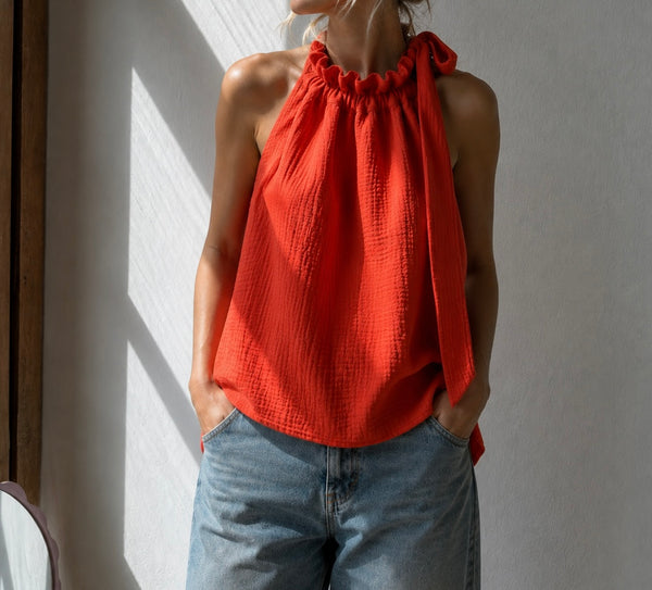 Top Manon - mušelín tangerine Velikost: L-XL