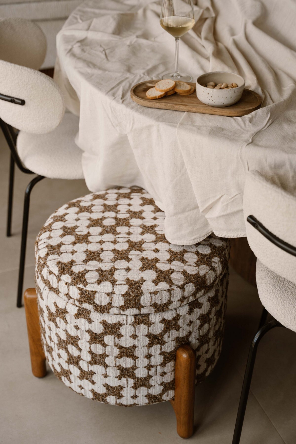 Indore Home - Tess - Pouf - Ottoman - Brown - Beige