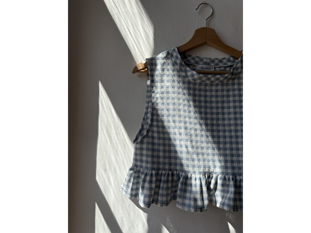 Top Livia baby blue check Size: M