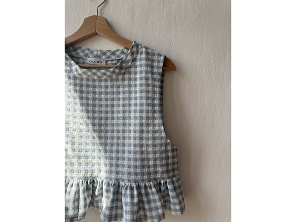Top Livia baby blue check Size: M