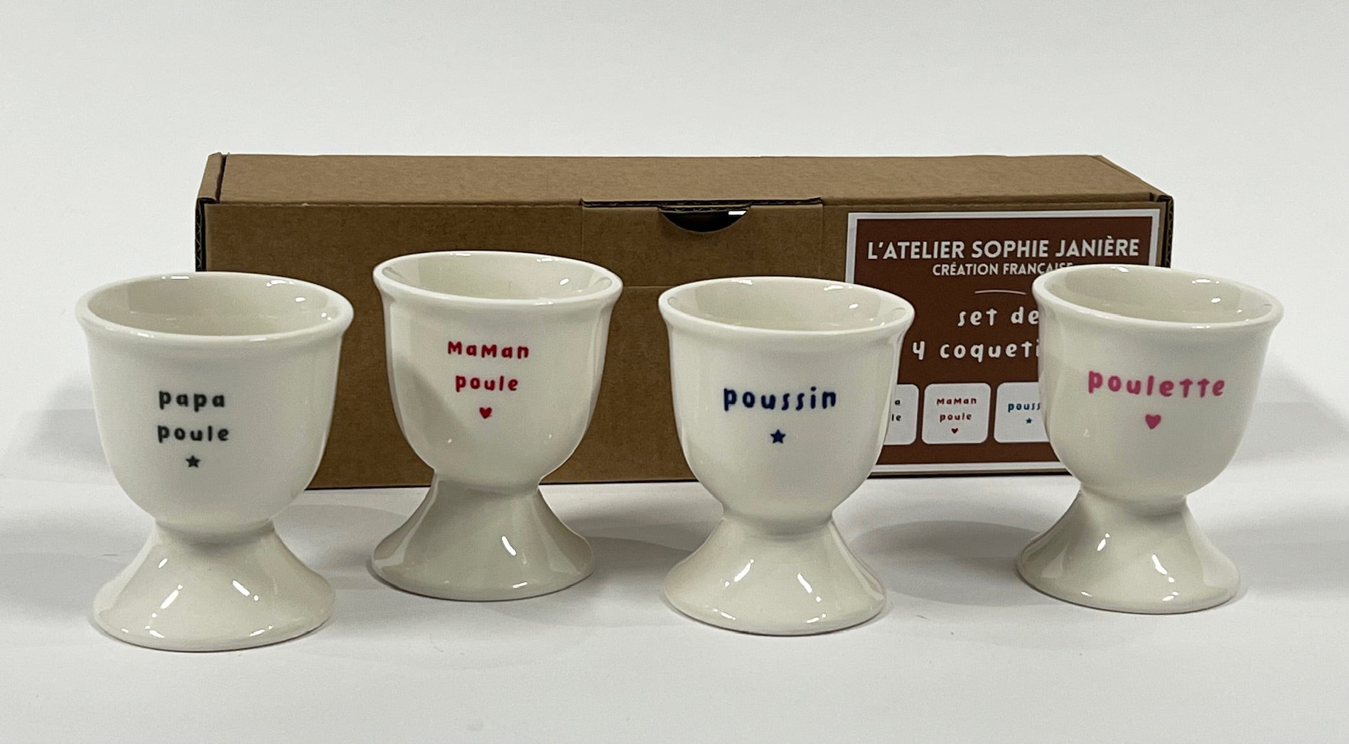 Set of 4 Egg Cups the Chicken Family