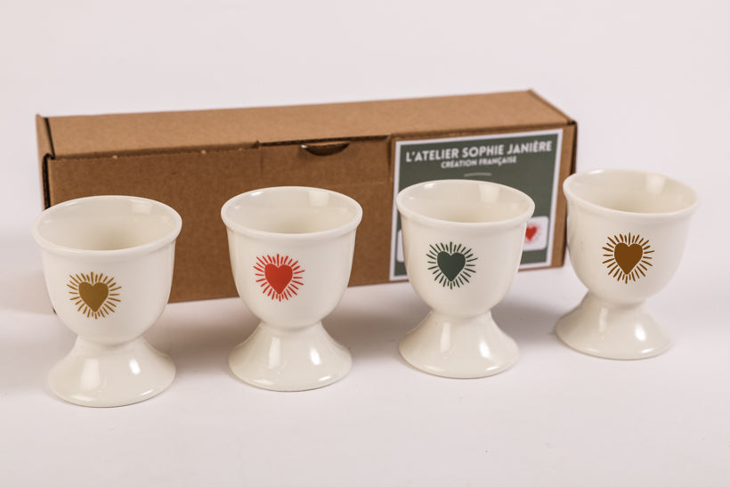 Set of 4 Heart Sun Egg Cups