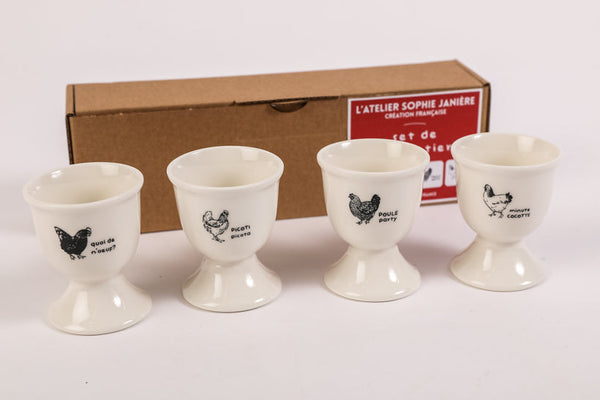 Set of 4 Egg Cups the Queens of the Backyard