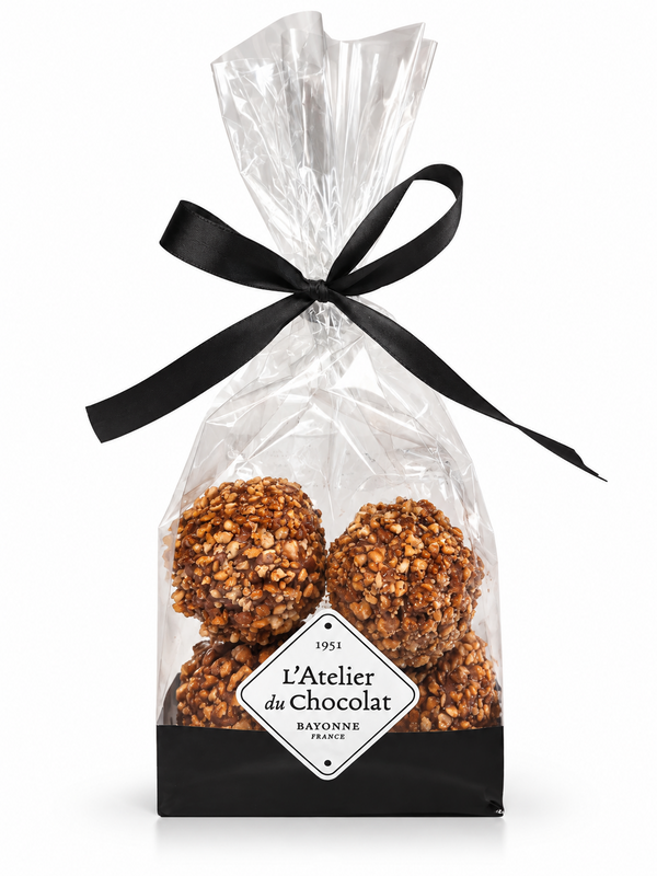 Bag of 4 praline rocks with caramelized sesame and dark chocolate