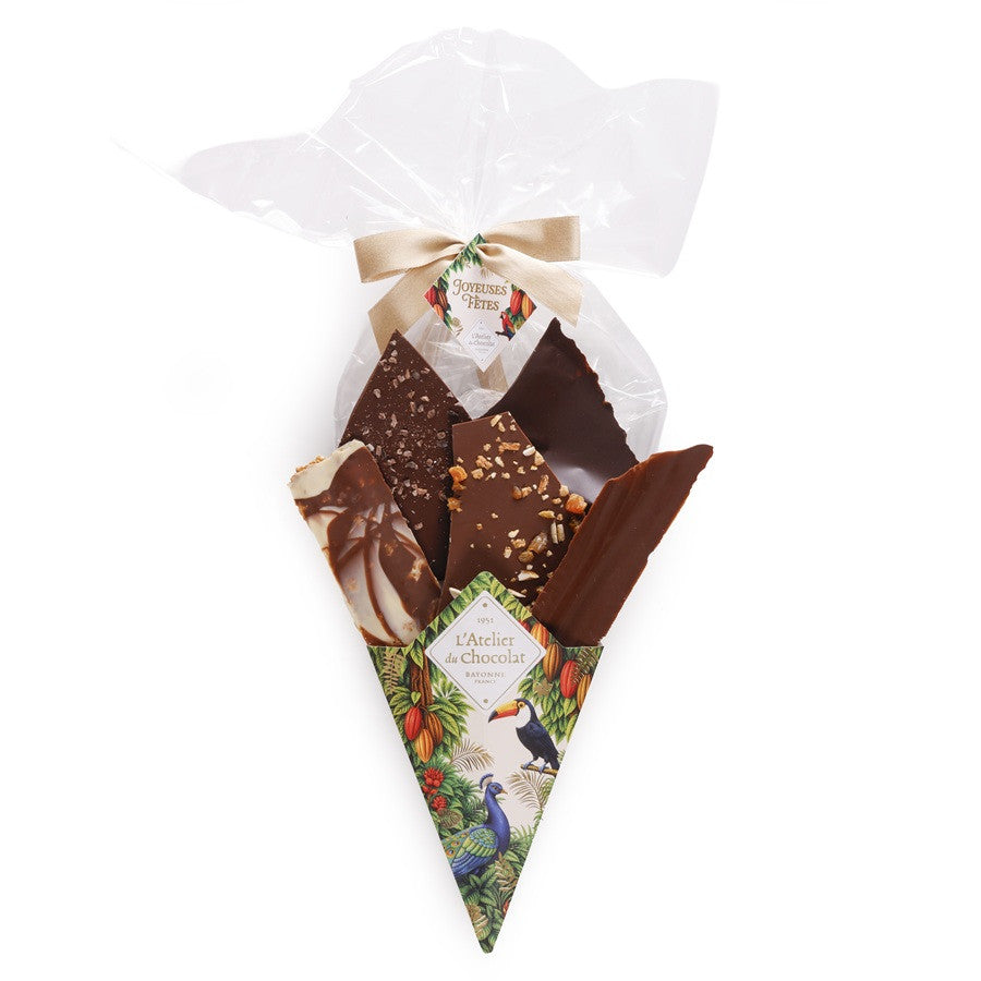 Chocoladeboeket® en zijn mini vierkante Beste Wensen · Assortiment van fijne chocoladebladeren