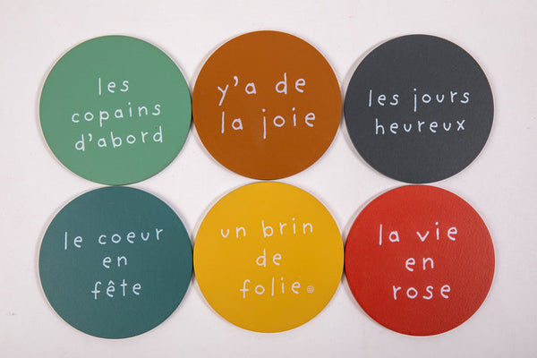 lot de 6 dessous de verre la vie en rose