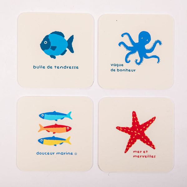 Set of 4 Coasters with Sea Designs