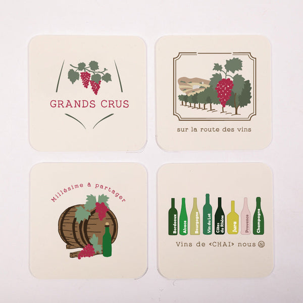 Set of 4 coasters on the wine route