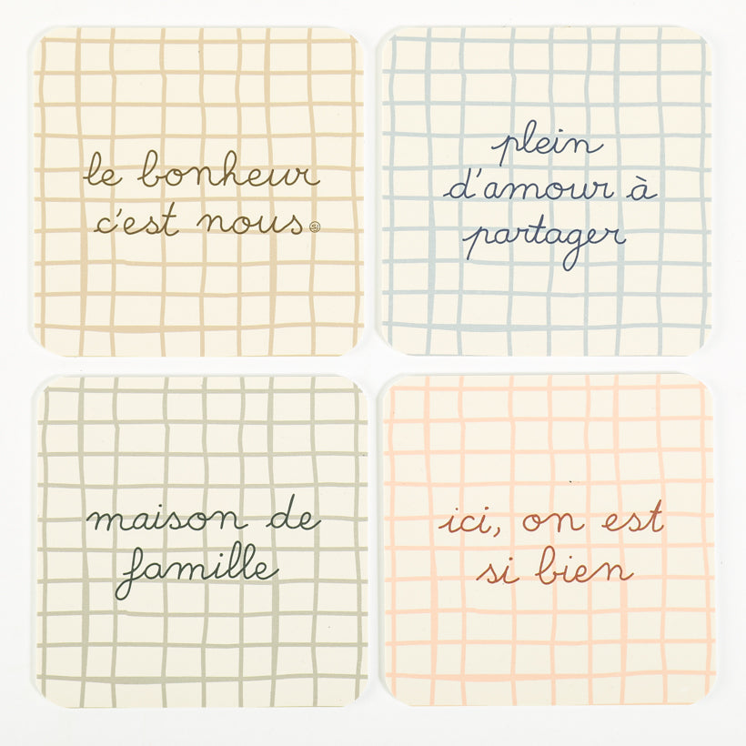 Set of 4 Family Home Coasters