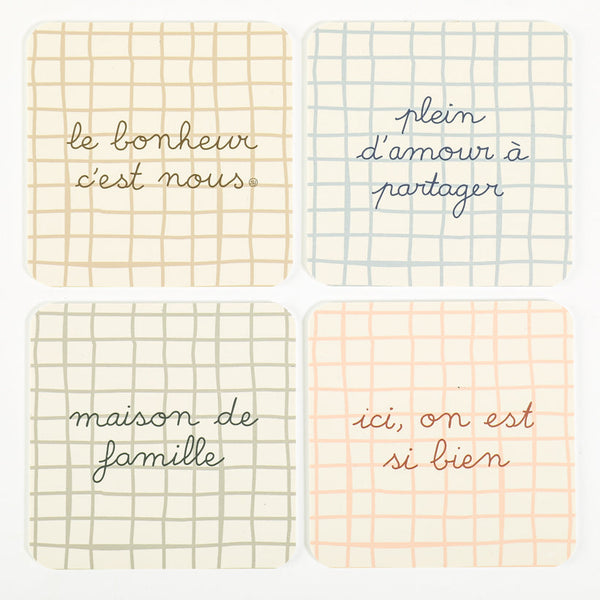 lot de 4 dessous de verre maison de famille