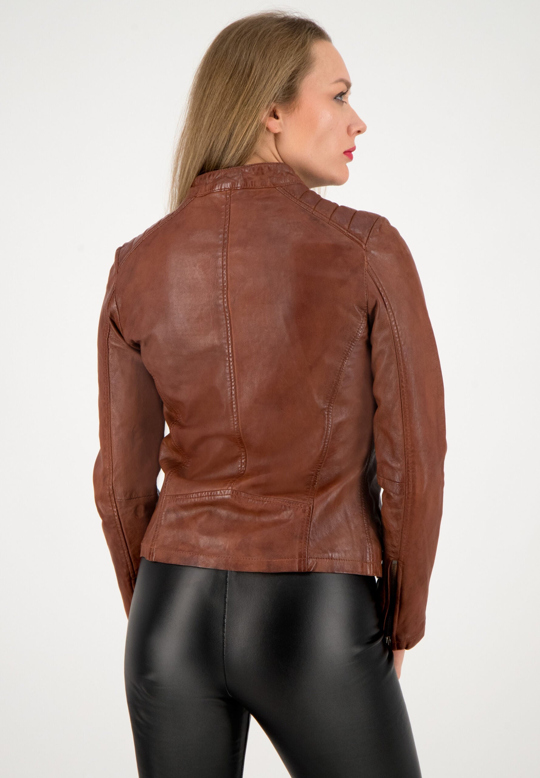 Gigi leather jacket women cognac